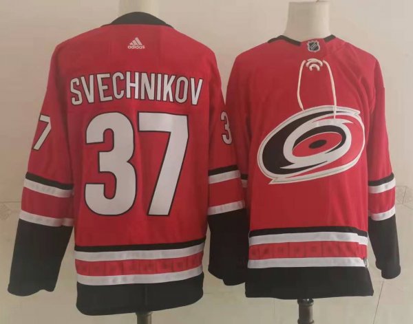 Men's Carolina Hurricanes #37 Andrei Svechnikov Red Alternate Breakaway Jersey