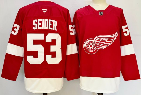 Men's #53 Moritz Seider Detroit Red Wings Red City Edition Jersey