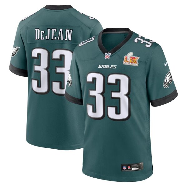 Men's Philadelphia Eagles #33 Cooper DeJean Nike Midnight Green Super Bowl LIX Game Stitched Jersey