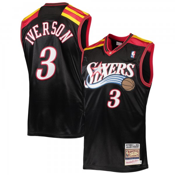 Men's Philadelphia 76ers Allen Iverson Mitchell & Ness Black 2006 Hardwood Classics Jersey