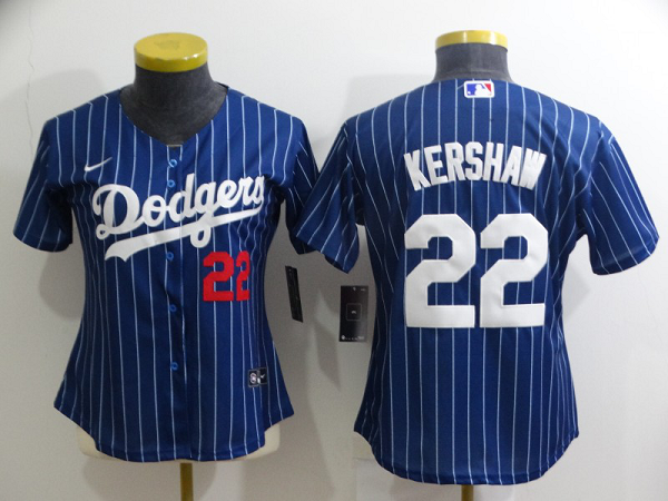 Women's Nike Los Angeles Dodgers #22 Clayton Kershaw Blue Stitched MLB Cool Base Jersey