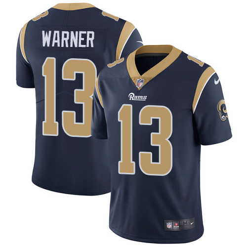 Men's Nike Los Angeles Rams #13 Kurt Warner Navy Blue Team Color Stitched NFL Vapor Untouchable Limited Jersey