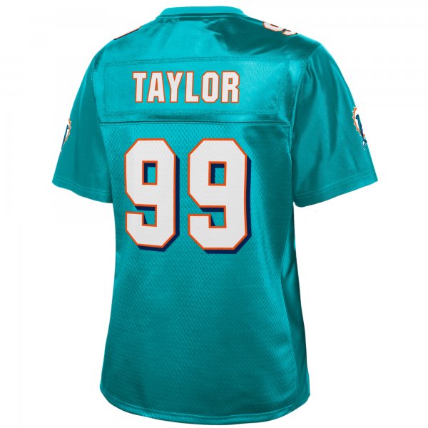 Women's Miami Dolphins Jason Taylor NFL Pro Line Aqua Retired Player Replica Jersey