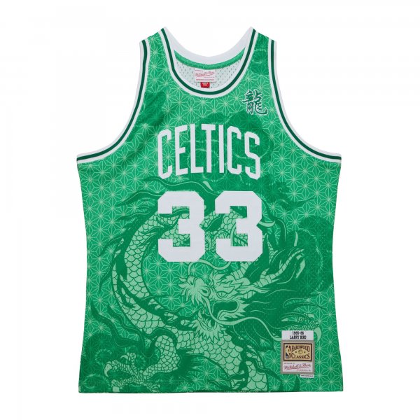 Men's Boston Celtics Larry Bird Mitchell & Ness Kelly Green 1985/86 Hardwood Classics Asian Heritage 6.0 Swingman Throwback Player Jersey