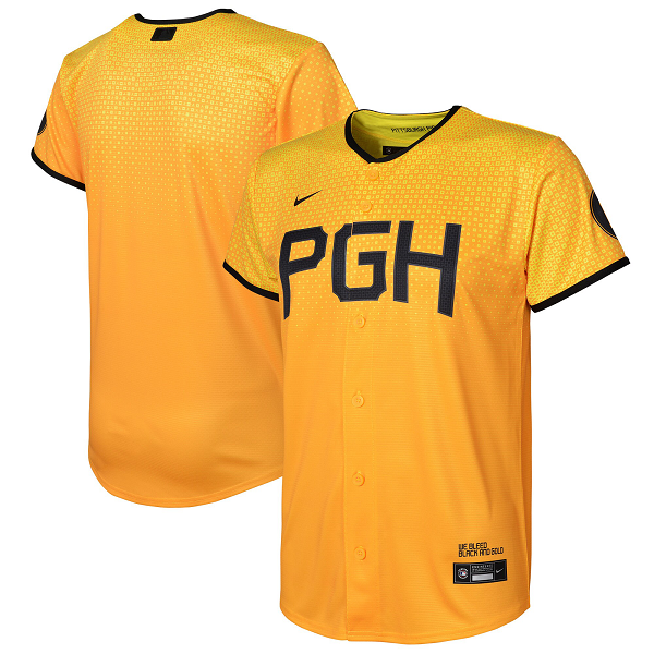 Youth Pittsburgh Pirates #blank Nike Gold 2023 City Connect Cool Base Jersey