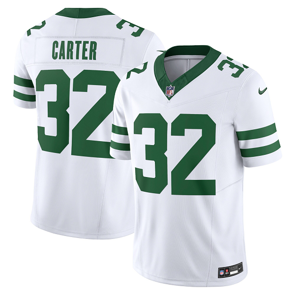 Men's New York Jets #32 Michael Carter Nike White Legacy Vapor F.U.S.E. Limited Jersey