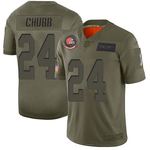 Men's Cleveland Browns #24 Nick Chubb Camo Stitched NFL Limited 2019 Salute To Service Jersey