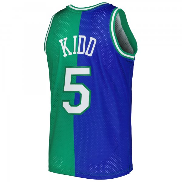 Men's Dallas Mavericks Jason Kidd Mitchell & Ness Blue/Green Hardwood Classics 1994/95 Split Swingman Jersey