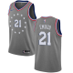 Men's Nike Philadelphia 76ers #21 Joel Embiid Gray Swingman City Edition 2018/19 NBA Jersey