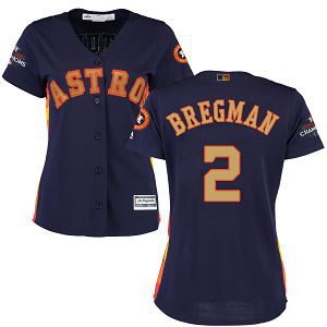 Women's Houston Astros #2 Alex Bregman Navy Blue Majestic 2018 Gold Program Cool Base Player MLB Jersey