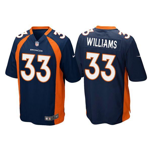 Men's Nike Denver Broncos #33 Javonte Williams 2021 NFL Draft Navy Vapor Untouchable Limited Stitched Jersey