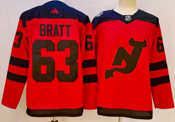 Men's #63 Jesper Bratt New Jersey Devils Red NHL Jersey