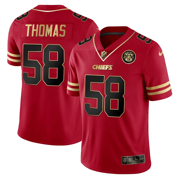 Youth Kansas City Chiefs #58 Derrick Thomas Vapor Black Red Gold Limited All Stitched Jersey