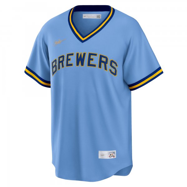 Men's Milwaukee Brewers Nike Powder Blue Road Cooperstown Collection Team Jersey