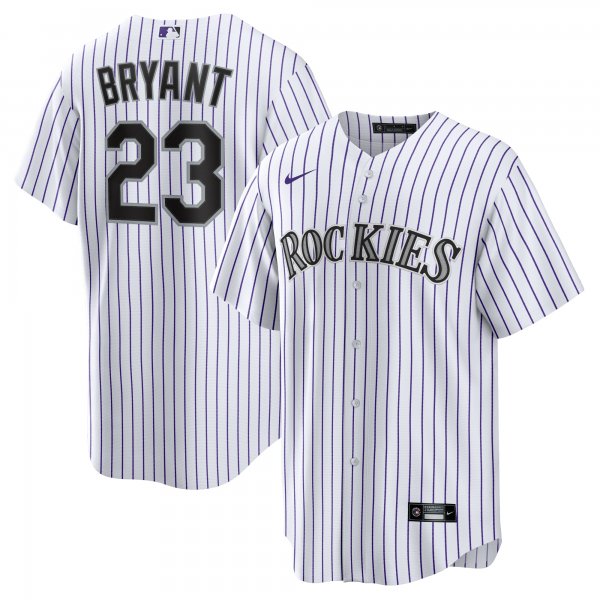 Men's Colorado Rockies Kris Bryant Nike White/Purple Replica Player Jersey