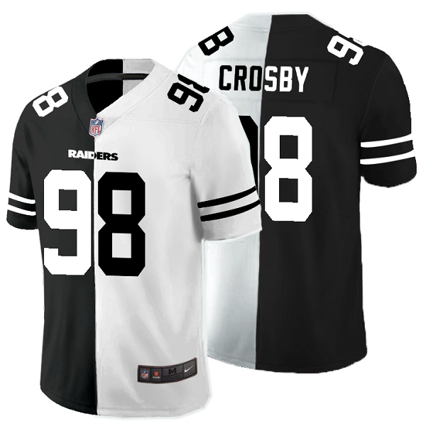 Men's Nike NFL Las Vegas Raiders #98 Maxx Crosby Black White Peaceful Coexisting Split 2020 Vapor Untouchable Stitched Limited Jersey