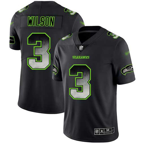 Seattle Seahawks #3 Russell Wilson Black Men's Stitched NFL Vapor Untouchable Limited Smoke Fashion Jersey