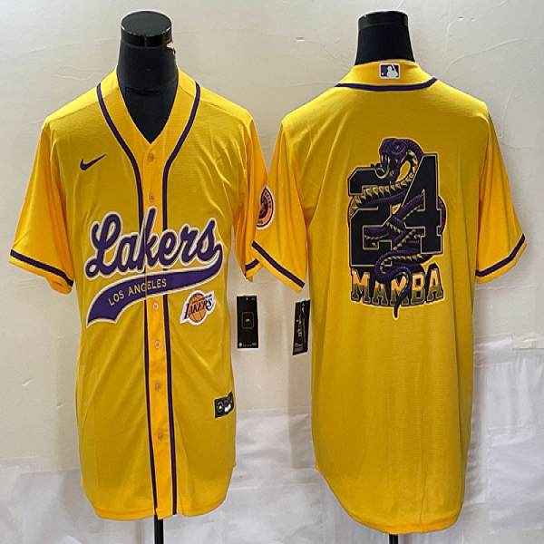 Men's Los Angeles Lakers #24 Kobe Bryant Nike Cool Base Yellow Jersey