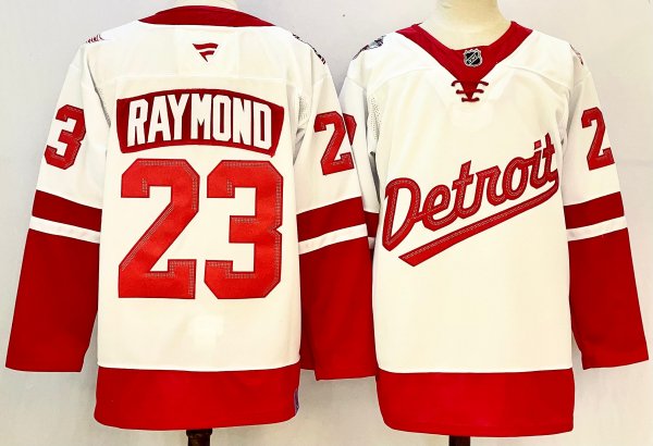 Men's #23 Lucas Raymond White Detroit Red Wings 2025 Stadium Series Premium Player Jersey