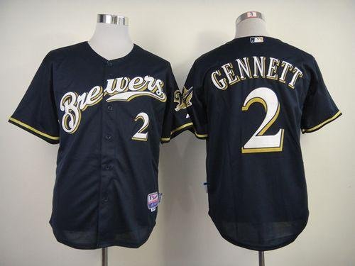 Milwaukee Brewers #2 Scooter Gennett Navy Blue Alternate Cool Base Stitched MLB Jersey