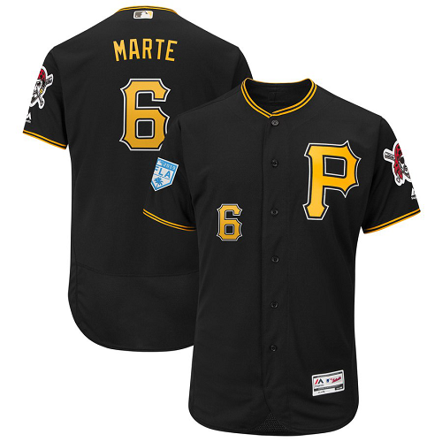 Men's Pittsburgh Pirates #6 Starling Marte Majestic Black 2019 Spring Training Flex Base Player MLB Jersey