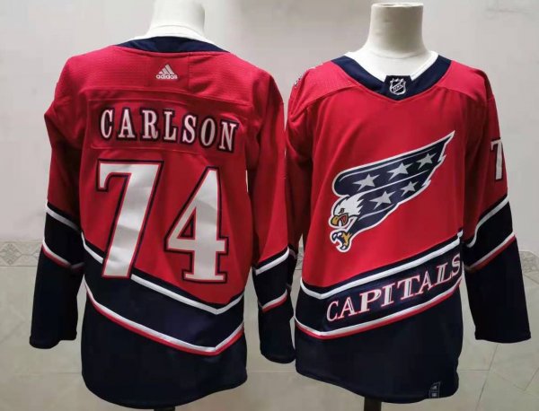 Men's #74 John Carlson Washington Capitals Red and Navy NHL Jersey