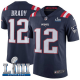 Men's Nike NFL New England Patriots #12 Tom Brady Limited Navy Blue Rush Vapor Untouchable Super Bowl LIII Jersey