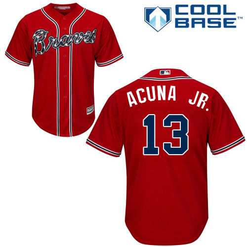 Atlanta Braves #13 Ronald Acuna Jr. Red New Cool Base Stitched MLB Jersey