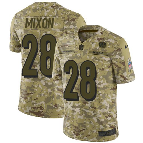 Nike Cincinnati Bengals #28 Joe Mixon Camo Youth Stitched NFL Limited 2018 Salute to Service Jersey