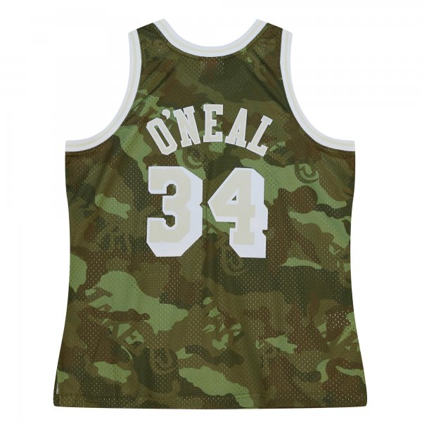 Men's Los Angeles Lakers Shaquille O'Neal Mitchell & Ness Camo Hardwood Classics 1996/97 Ghost Green Swingman Jersey