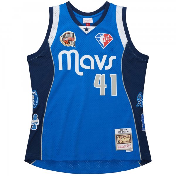 Unisex Dallas Mavericks Dirk Nowitzki Mitchell & Ness Blue Hall of Fame Class of 2023 Throwback Swingman Jersey