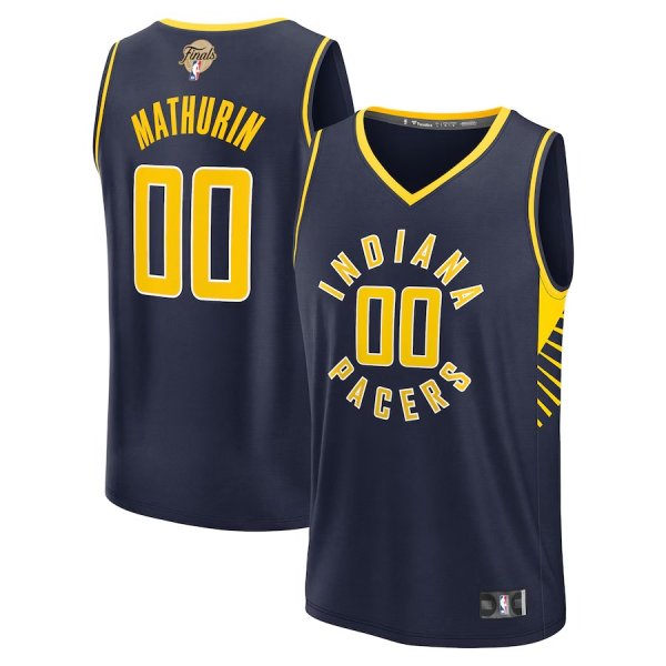 Men's Indiana Pacers #0 Bennedict Mathurin Fanatics Navy 2025 NBA Finals Fast Break Player Icon Edition Jersey