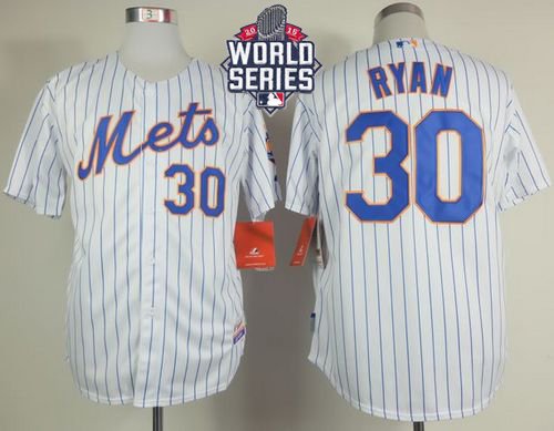 New York Mets #30 Nolan Ryan White(Blue Strip) Home Cool Base W/2015 World Series Patch Stitched MLB Jersey