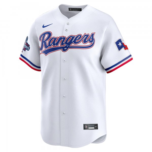 Men's Texas Rangers Adolis GarcÃÂ­a Nike White Home 2023 World Series Champions Limited Jersey