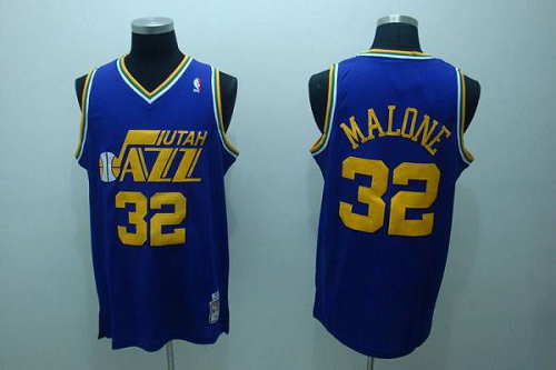 Mitchell and Ness Men's Utah Jazz #32 Karl Malone Stitched Blue Throwback NBA Jersey