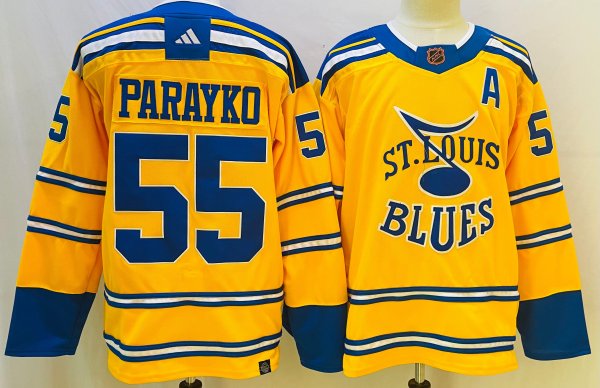 Men's St. Louis Blues #55 Colton Parayko Yellow Reverse Retro 2.0 Stitched Jersey