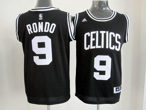 Men's Boston Celtics #9 Rajon Rondo Black/White Number Stitched NBA Jersey