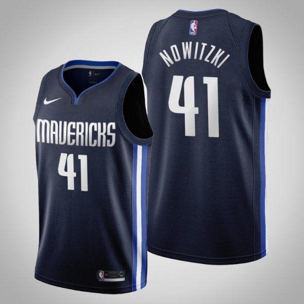 Men's 2019-20 Dallas Mavericks Dirk Nowitzki #41 Navy NBA Jersey