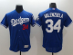 Los Angeles Dodgers #34 Fernando Valenzuela Blue Flexbase Collection Stitched MLB Jersey