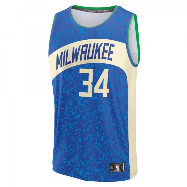 Men's Milwaukee Bucks Giannis Antetokounmpo Fanatics Royal Fast Break Jersey - City Edition