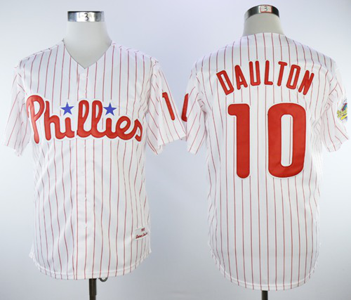 Mitchell And Ness 1993 Philadelphia Phillies #10 Darren Daulton White(Red Strip) Throwback Stitched MLB Jersey