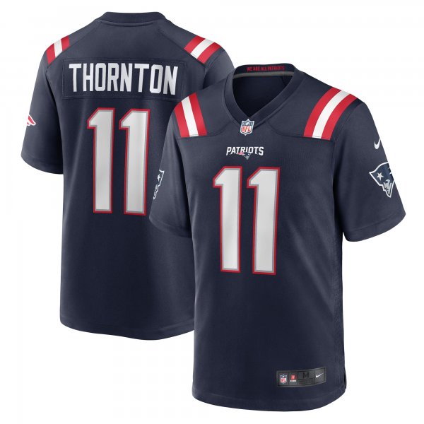 Men's New England Patriots Tyquan Thornton Nike Navy Game Player Jersey