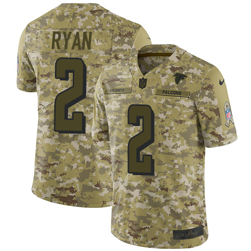 Men's Nike Atlanta Falcons #2 Matt Ryan Camo Stitched NFL Limited 2018 Salute To Service Jersey