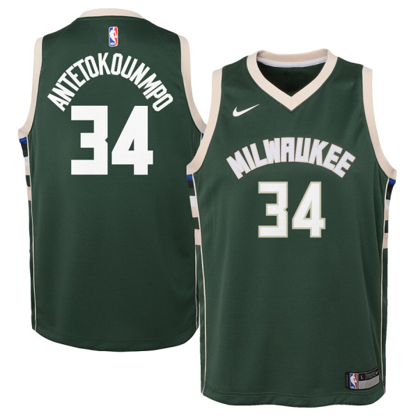 Milwaukee Bucks #34 Giannis Antetokounmpo Green Stitched Youth NBA Jersey