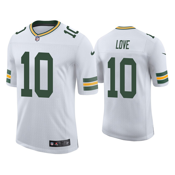 Men's #10 Jordan Love Green Bay Packers White 2020 NFL Draft Vapor Limited Jersey