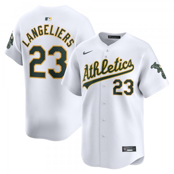 Men's Oakland Athletics Shea Langeliers Nike White Home Limited Player Jersey