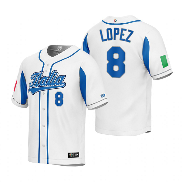 Italy Baseball Nicky Lopez White 2023 World Baseball Classic Jersey