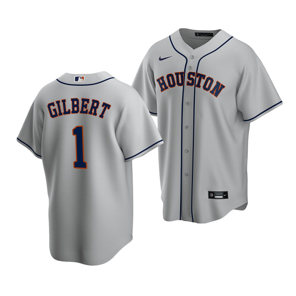 Men's Houston Astros #1 Drew Gilbert 2022 MLB Draft Jersey Gray Road