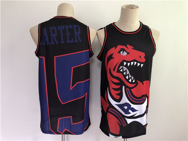 Men's Toronto Raptors #15 Vince Carter Black Big Face Throwback Stitched Jersey