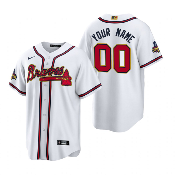 Custom Atlanta Braves White 2022 Gold Program MLB Jersey